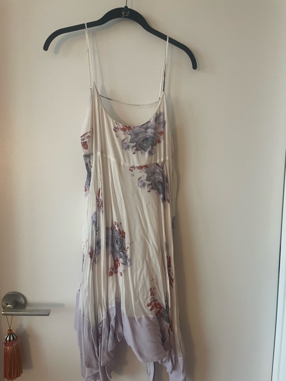 Free People Ivory Floral Slip Dress with Lavender and Rust Accents